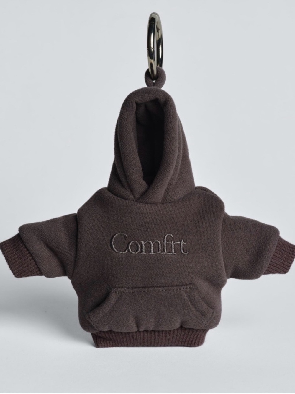 Viral Comfrt Hoodie Bag Charm Keychain Stress Ball Squishy - Steel Grey